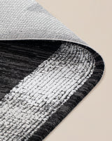 Premium Acrylic Area Rug - Modern Black Fringed Design