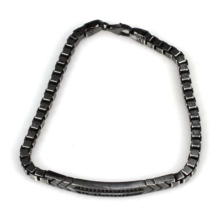 Premium 925 Sterling Silver Onyx Detailed Bracelet