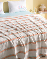 Simone Double 100% Cotton Printed Coverlet Set, Orange