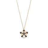 Premium 925 Sterling Silver Snowflake Necklace Black Stone