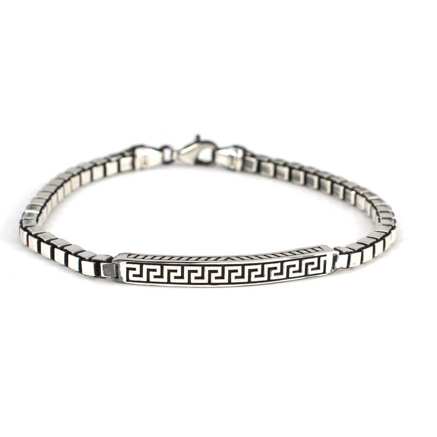 Professional 925 Sterling Silver Greek Pattern Link Bracelet
