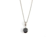 925 Sterling Silver Round Onyx Gemstone Pendant Necklace