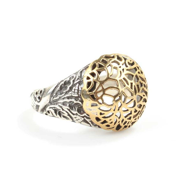 925 Sterling Silver Dome Filigree Ring - Handcrafted Antique Style