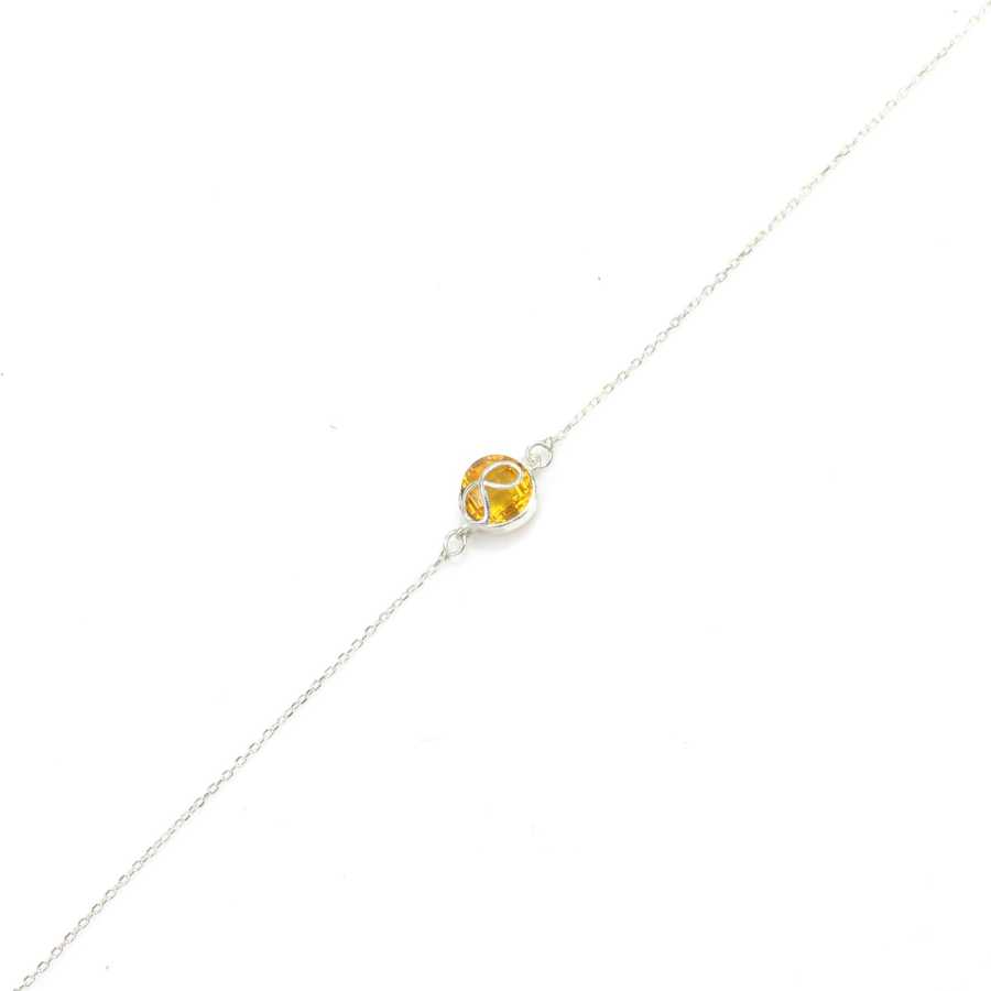925 Sterling Silver Synthetic Citrine Infinity Bracelet