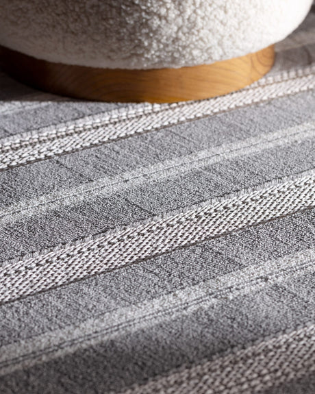 Soft Polyester Area Rug - Modern Grey with Fringed Design