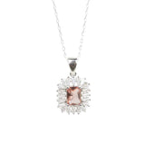 Sterling Silver Zultanite & Baguette Rectangular Halo Necklace