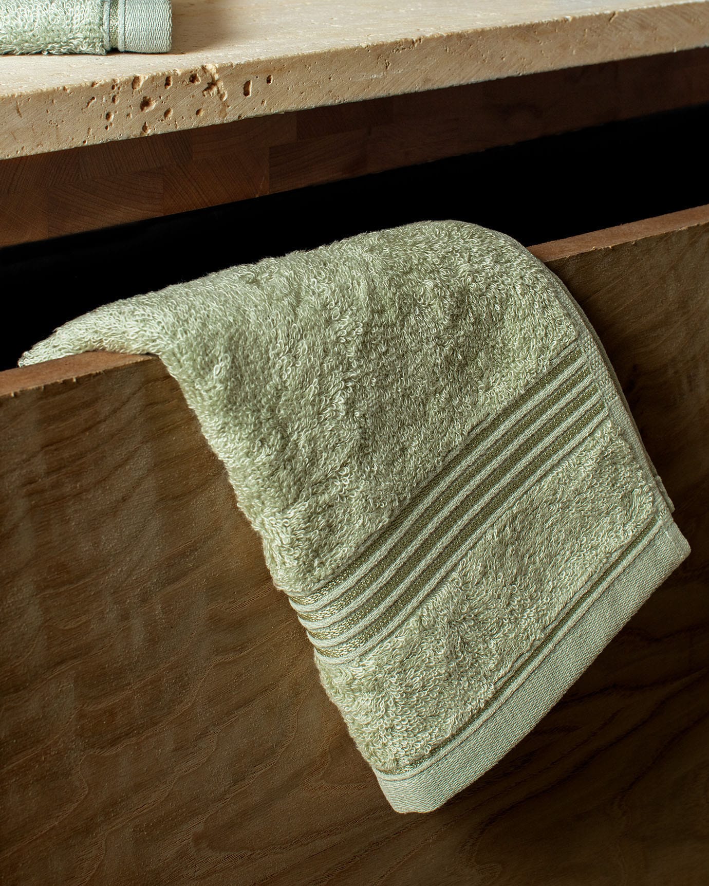 Light Green Cotton Hand Towel Set - 2 Pack