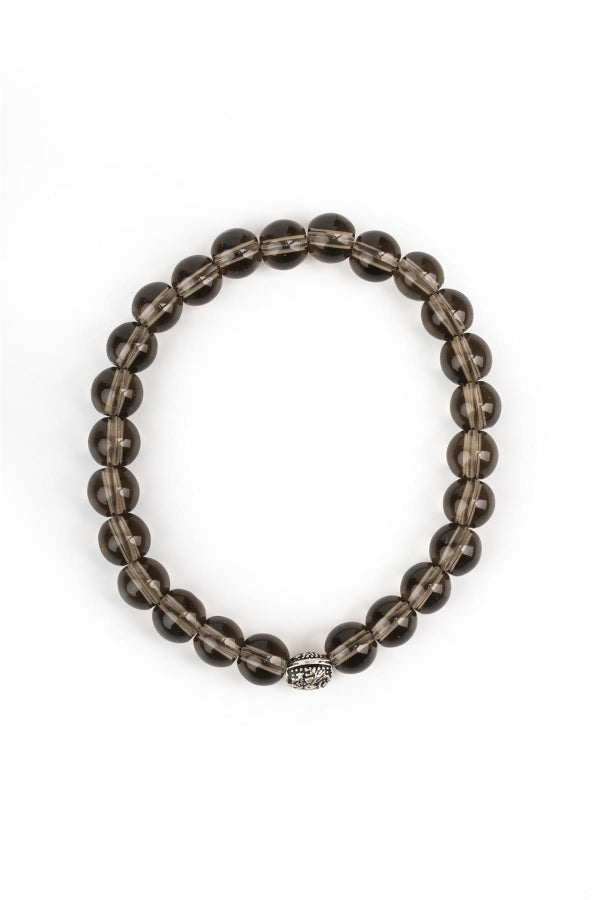 Smoky Quartz Natural Stone Bracelet with Silver Accent