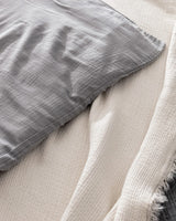 Ensemble de literie nuptiale de luxe 8 pièces - Housse de couette anthracite écru et draps