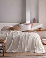 Queen Size Cotton Blend Bedspread - Grey Textured Coverlet