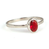 925 Sterling Silver Synthetic Ruby Ring - Classic Elegant Design