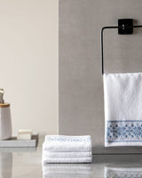Soft 100% Cotton Hand Towel Set - 4 Pack, White & Grey