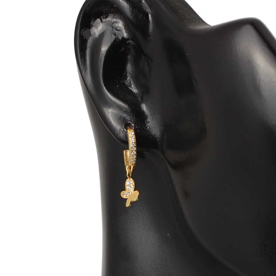 Sterling Silver Butterfly Stone Hoop Earrings