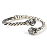 Premium 925 Sterling Silver Patterned Ball Twist Bangle