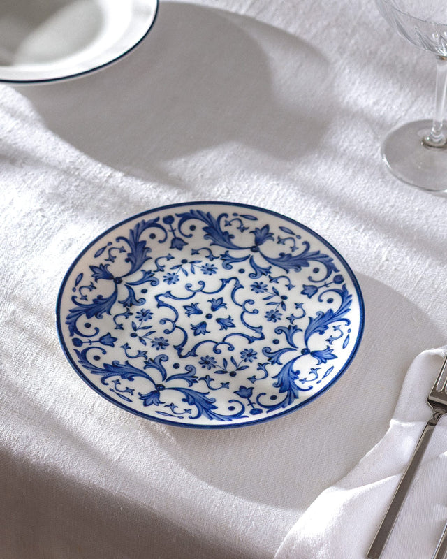 New Bone China Pasta Plate - Elegant Blue & White Serenity Pattern