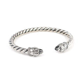 925 Sterling Silver Men's Bracelet - Bear Head Twisted Cuff