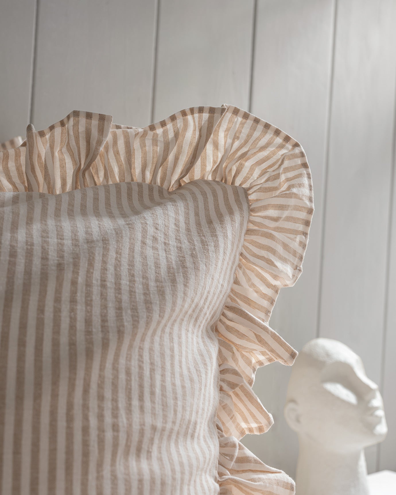 Cotton Blend Double Duvet Cover Set - Ruffled Yarn-Dyed Design