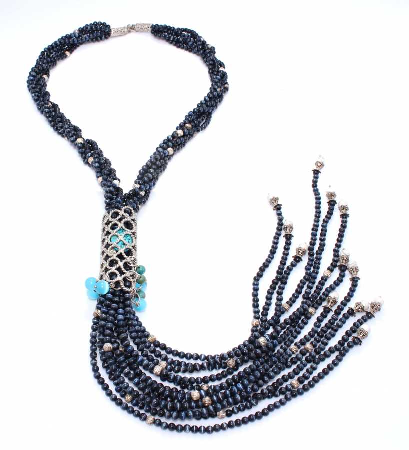 Professional Sterling Silver Cat Eye Stone Long Necklace