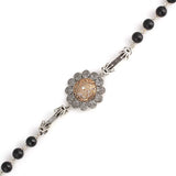 925 Sterling Silver Lava Stone Bracelet - Hinged Design with Hat Charm