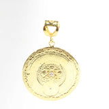 925 Sterling Silver Medallion Pendant - Heart & Flowers with Zircon