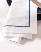 Moselle Elegante Stoffen Servetten - Wit & Marineblauw, Set van 2