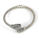 925 Sterling Silver Men's Twisted Bracelet with Lion Head Design