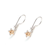 Sterling Silver Star Dangle Earrings with Quartz Gemstones