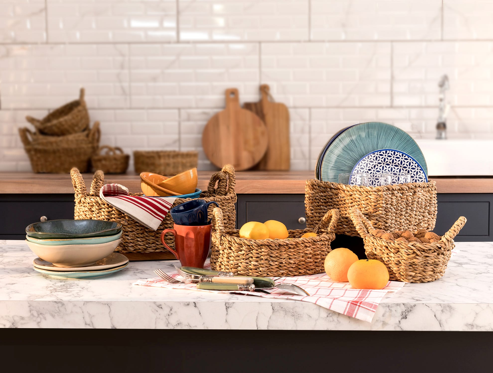 Small Handwoven Rattan Storage Basket for Home Organization