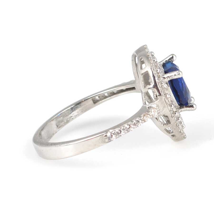 Premium 925 Sterling Silver Heart Shaped Sapphire Ring
