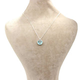 Sterling Silver Infinity Pendant Necklace - Synthetic Aquamarine