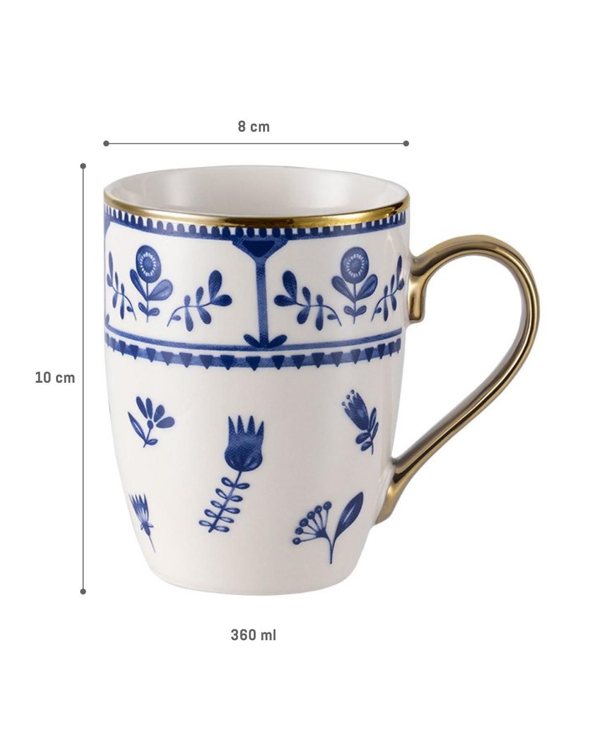 Ny krus i benporcelæn - Elegant blå og hvidt design til daglig brug