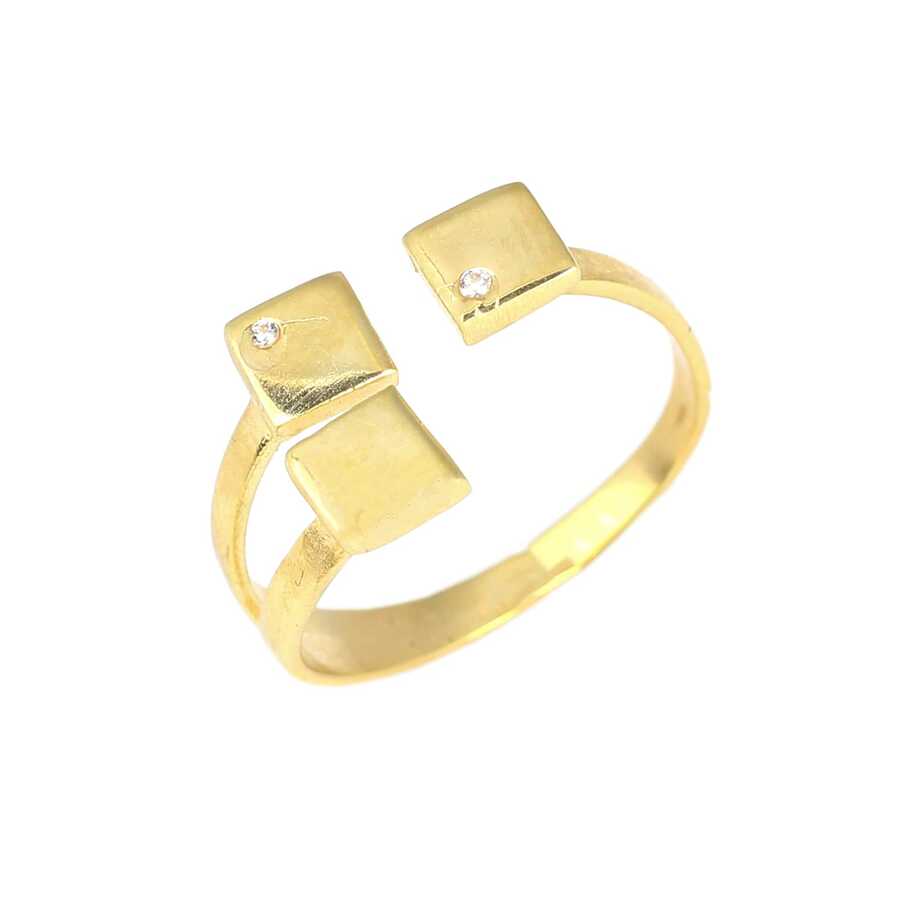 925 Sterling Silver Zircon Ring - Elegant Triple Square Setting