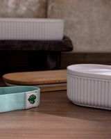 Mintgroene 2-delige lunchbox set voor voedselopslag met houten deksels - 2x500ml inhoud
