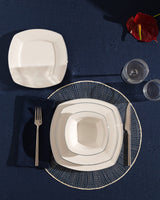 New Bone Porcelain Dinner Set for 6 - Stylish White & Silver