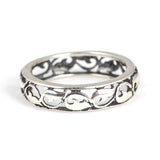 925 Sterling Silver Openwork Ring - Oxidized Filigree Design