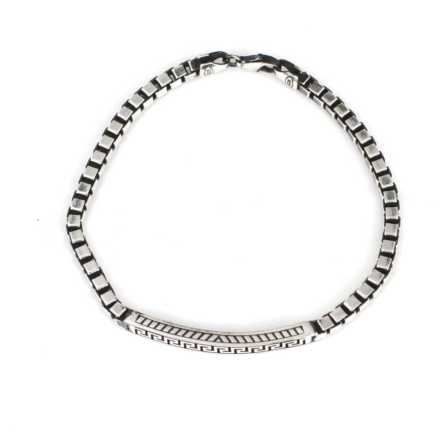 Professional 925 Sterling Silver Greek Pattern Link Bracelet