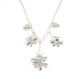 Elegant 925 Sterling Silver Five Flower Design Pendant Necklace