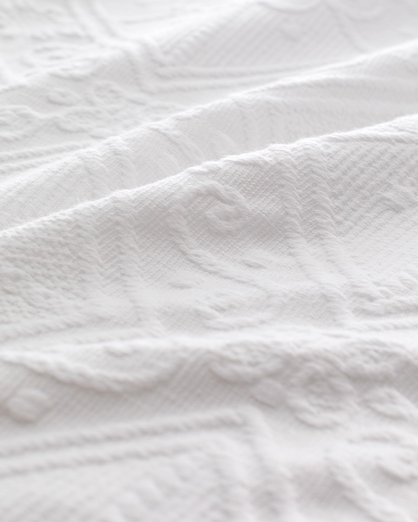 Cotton Double Bedspread Set - Textured White