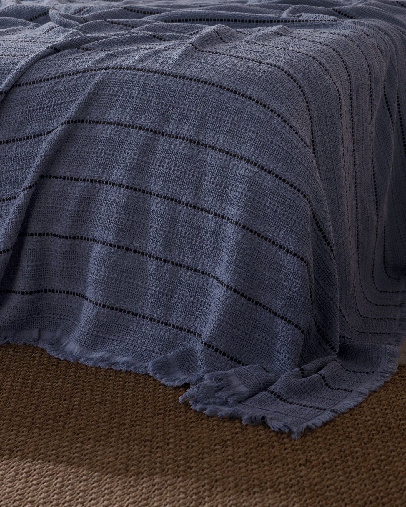 Luxury Indigo Twin Bedspread - Envelope Style Bed Cover