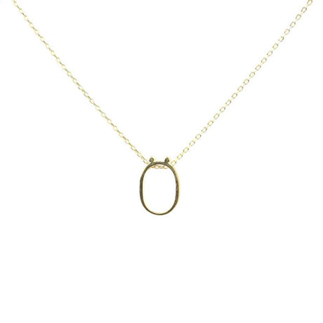 Sterling Silver 3D Letter O Initial Pendant Necklace