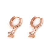 Sterling Silver Butterfly Stone Hoop Earrings