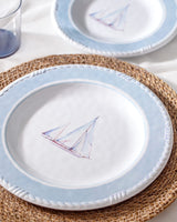 Melamine 6-Person Dinner Set - Contemporary Blue & White Design