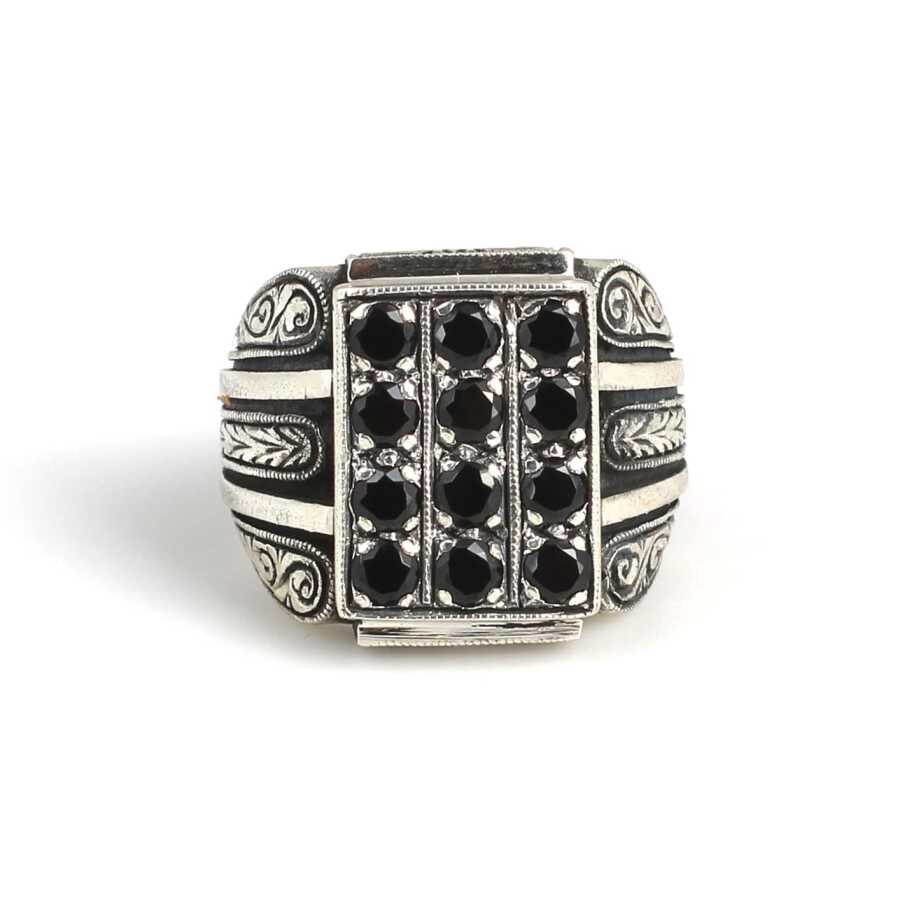 Premium Sterling Silver Black Zircon Men's Ring