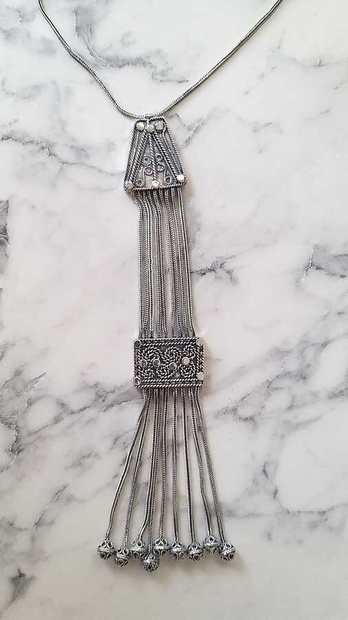 Professional Geometric Long 925 Sterling Silver Necklace