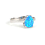 Professional 925 Sterling Silver Blue Opal Teardrop Ring