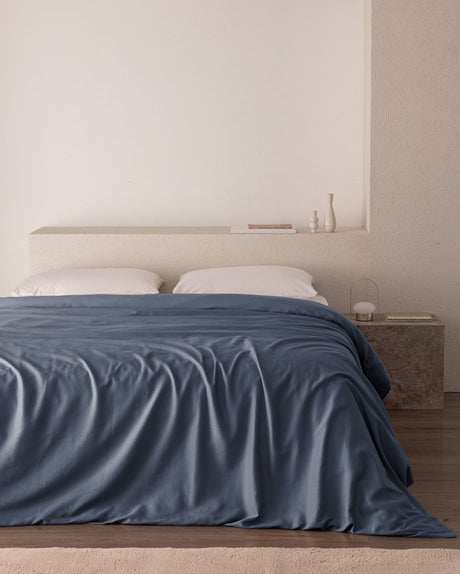 Dark Blue King Size 100% Cotton Sateen Bedding Set - TryAladdin