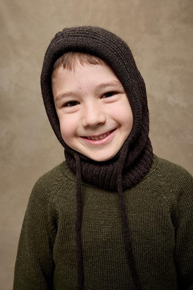 Dark Brown Tied children's Snow Balaclava - Secure Fit - TryAladdin