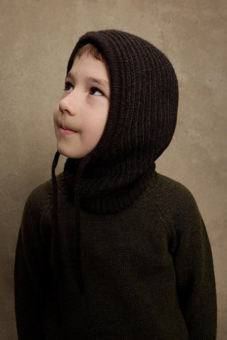 Dark Brown Tied Children's Snow Balaclava - Secure Fit - TryAladdin