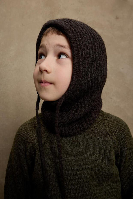 Dark Brown Tied Children's Snow Balaclava - Secure Fit - TryAladdin