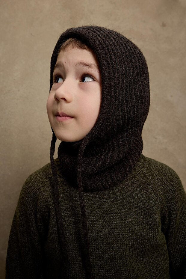 Dark Brown Tied children's Snow Balaclava - Secure Fit - TryAladdin